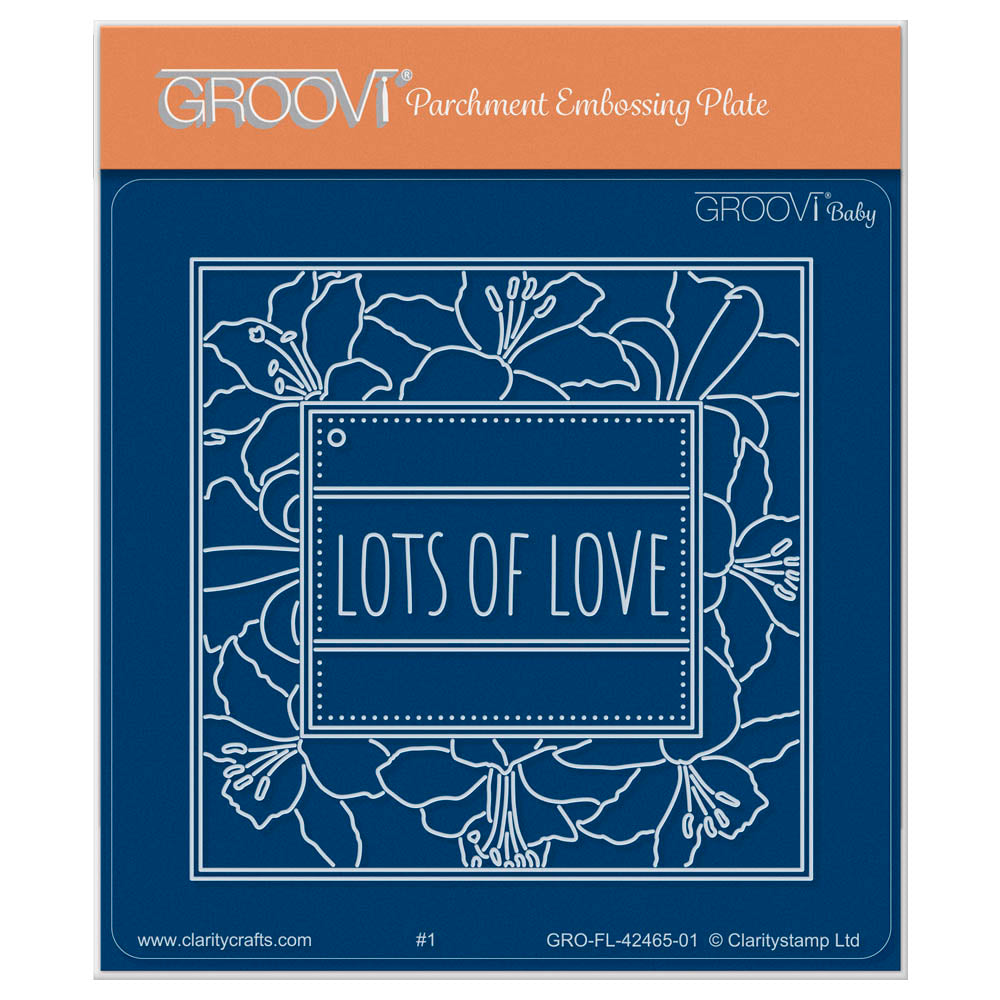 Floral Frame & Sentiments - Lots of Love Lilies A6 Square Groovi Plate