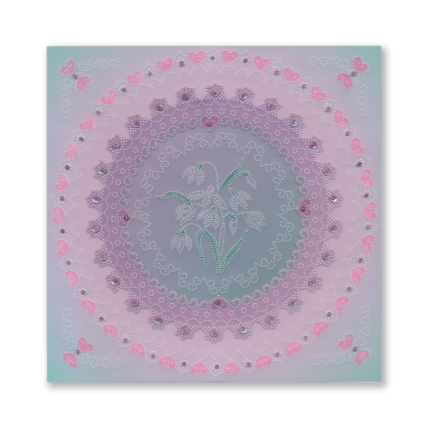 Linda's Dotty Cross-Stitch Snowdrops Layering Frame A4 Square Groovi Plate