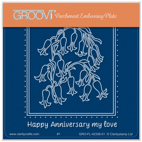 Happy Anniversary Bluebells A6 Square Groovi Plate