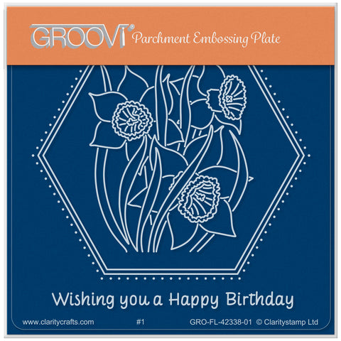 Happy Birthday Daffodils A6 Square Groovi Plate