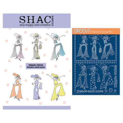 Barbara's SHAC Hippie Chicks A4 Stamp Set & A5 Groovi Plate