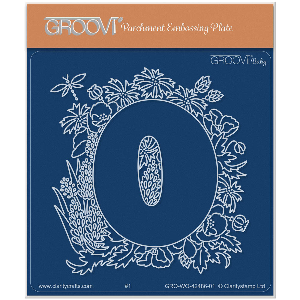 Linda's Floral Number 0 A6 Square Groovi Plate