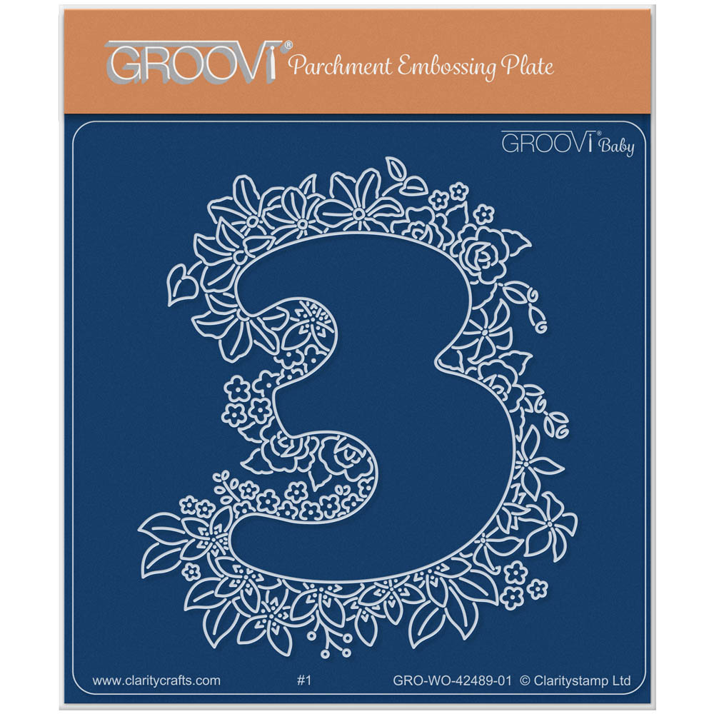 Linda's Floral Number 3 A6 Square Groovi Plate