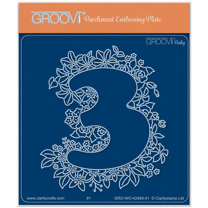 Linda's Floral Number 3 A6 Square Groovi Plate