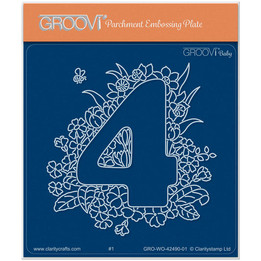 Linda's Floral Number 4 A6 Square Groovi Plate