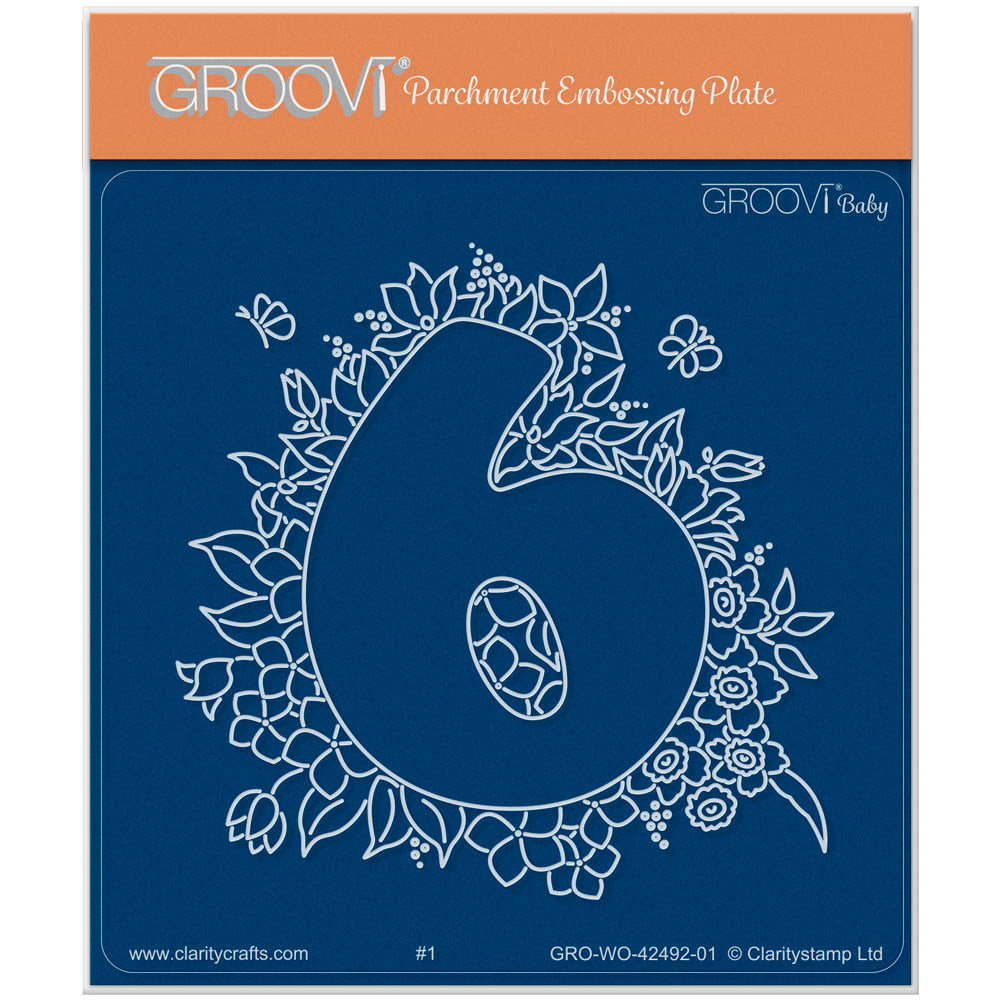 Linda's Floral Number 6 A6 Square Groovi Plate