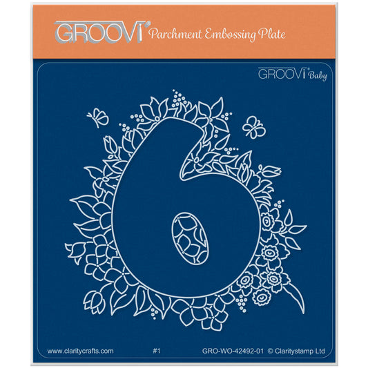 Linda's Floral Number 6 A6 Square Groovi Plate