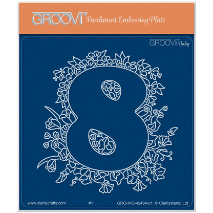 Linda's Floral Number 8 A6 Square Groovi Plate