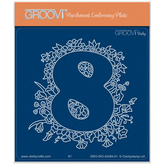 Linda's Floral Number 8 A6 Square Groovi Plate