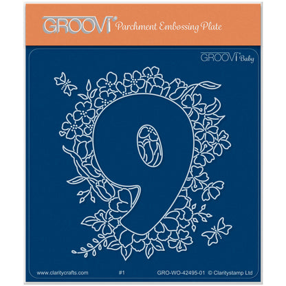 Linda's Floral Number 9 A6 Square Groovi Plate