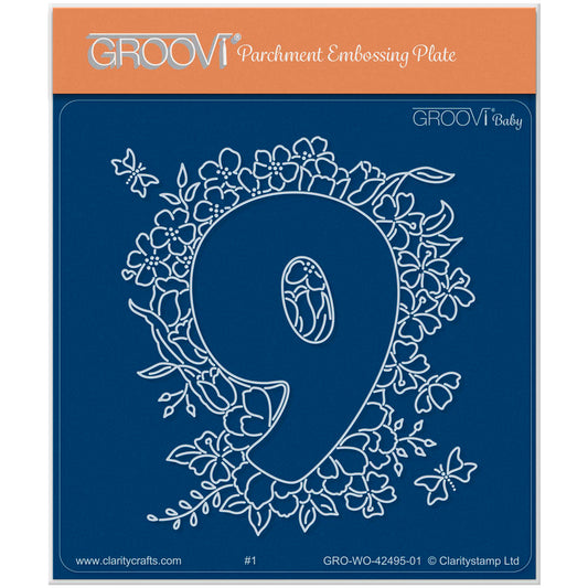 Linda's Floral Number 9 A6 Square Groovi Plate
