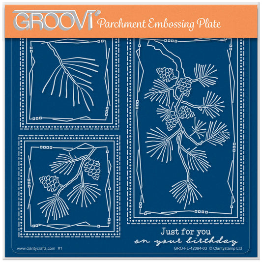 Barbara's SHAC Scots Pine Floral Panels A5 Square Groovi Plate