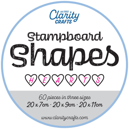 Clarity Stampboard Shapes - Hearts - 60 pieces