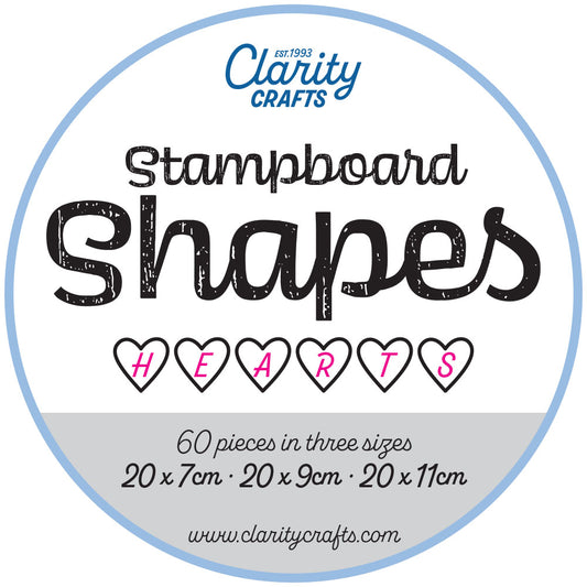 Clarity Stampboard Shapes - Hearts - 60 pieces