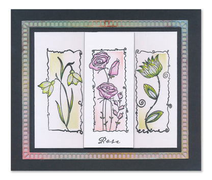 Barbara's SHAC Rose Floral Panels A6 Square Stamp Set