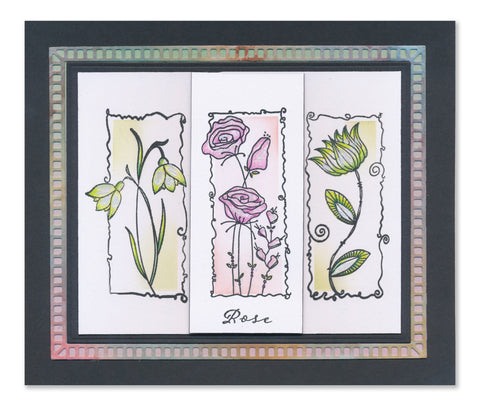 Barbara's SHAC Snowdrop & Tulip Floral Panels Stamp, Mask & Stencil Duets