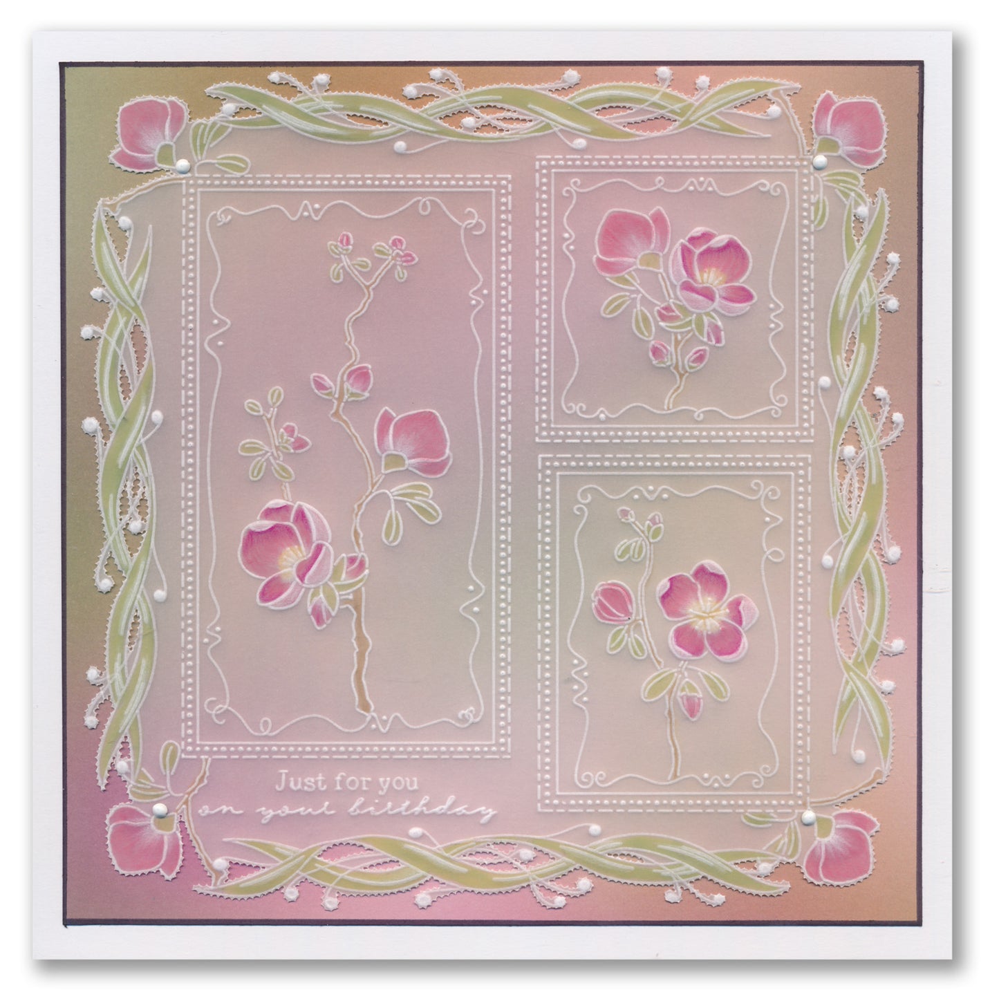 Barbara's SHAC Japonica Floral Panels A5 Square Groovi Plate