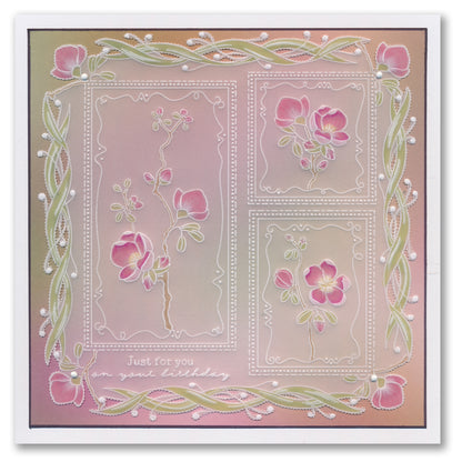 Barbara's SHAC Japonica Floral Panels A5 Square Groovi Plate