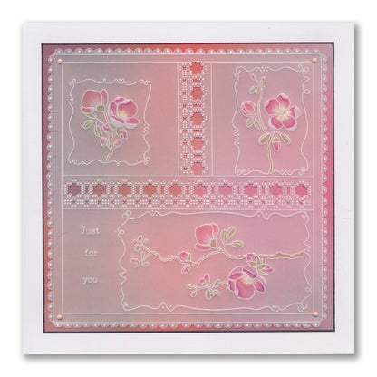 Barbara's SHAC Japonica Floral Panels A5 Square Groovi Plate