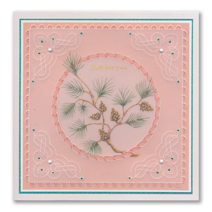 Barbara's SHAC Scots Pine Floral Panels A5 Square Groovi Plate