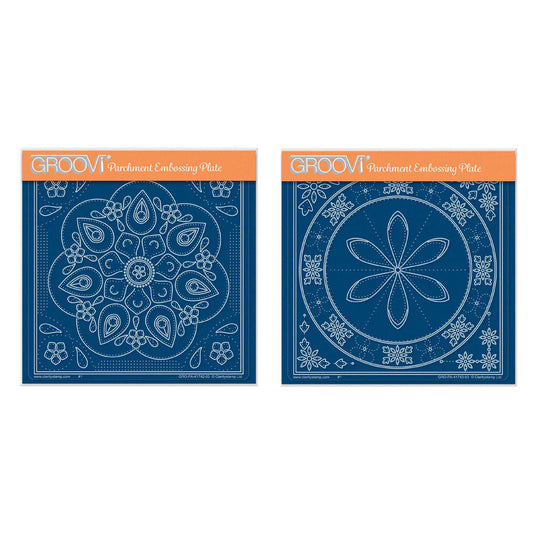 Tina's Teardrop & Petal Embroidery A5 Square Groovi Plate Duo
