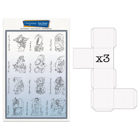 Barbara's 12 Days of Christmas A4 Stamp Set & Cube Boxes