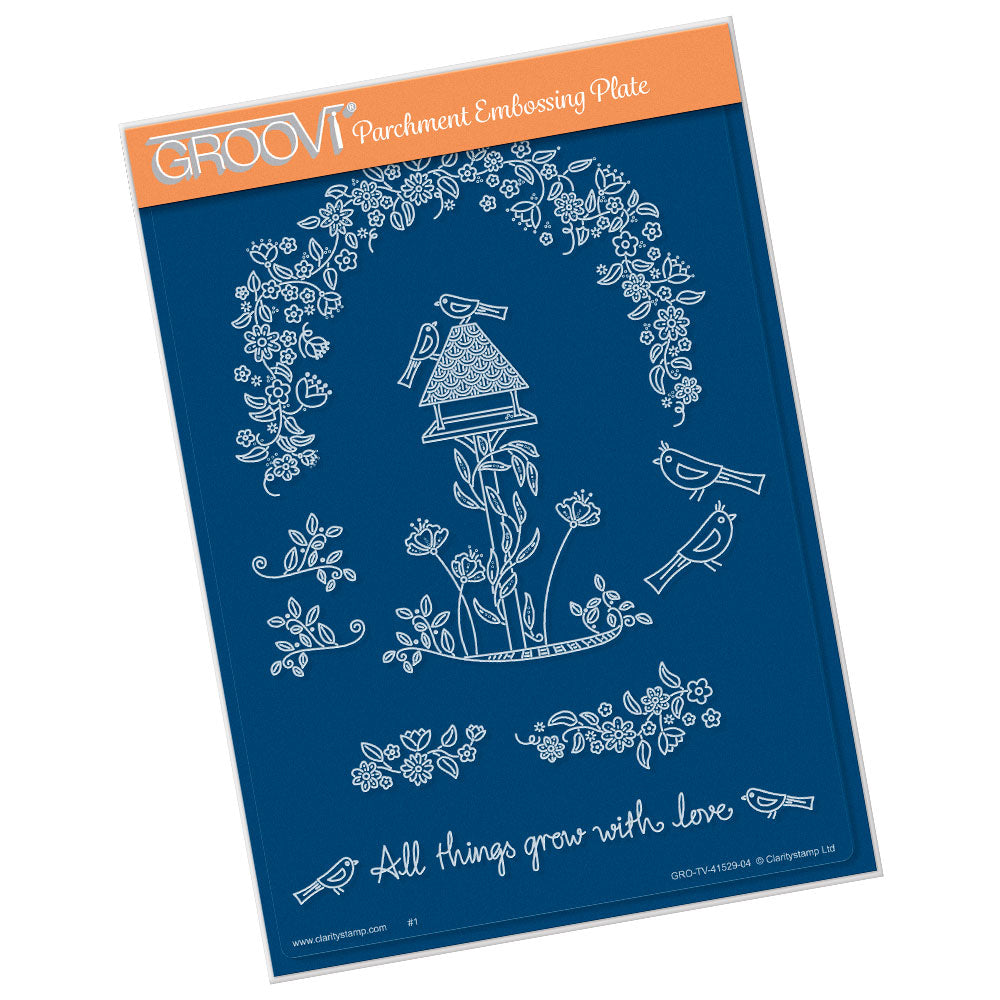 Barbara's SHAC Bird Table Doodle A5 Groovi Plate