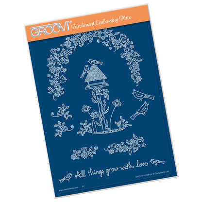 Barbara's SHAC Bird Table Doodle A5 Groovi Plate