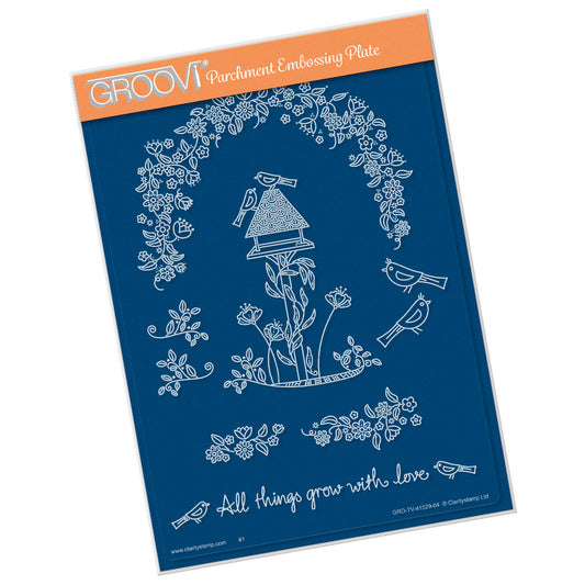 Barbara's SHAC Bird Table Doodle A5 Groovi Plate