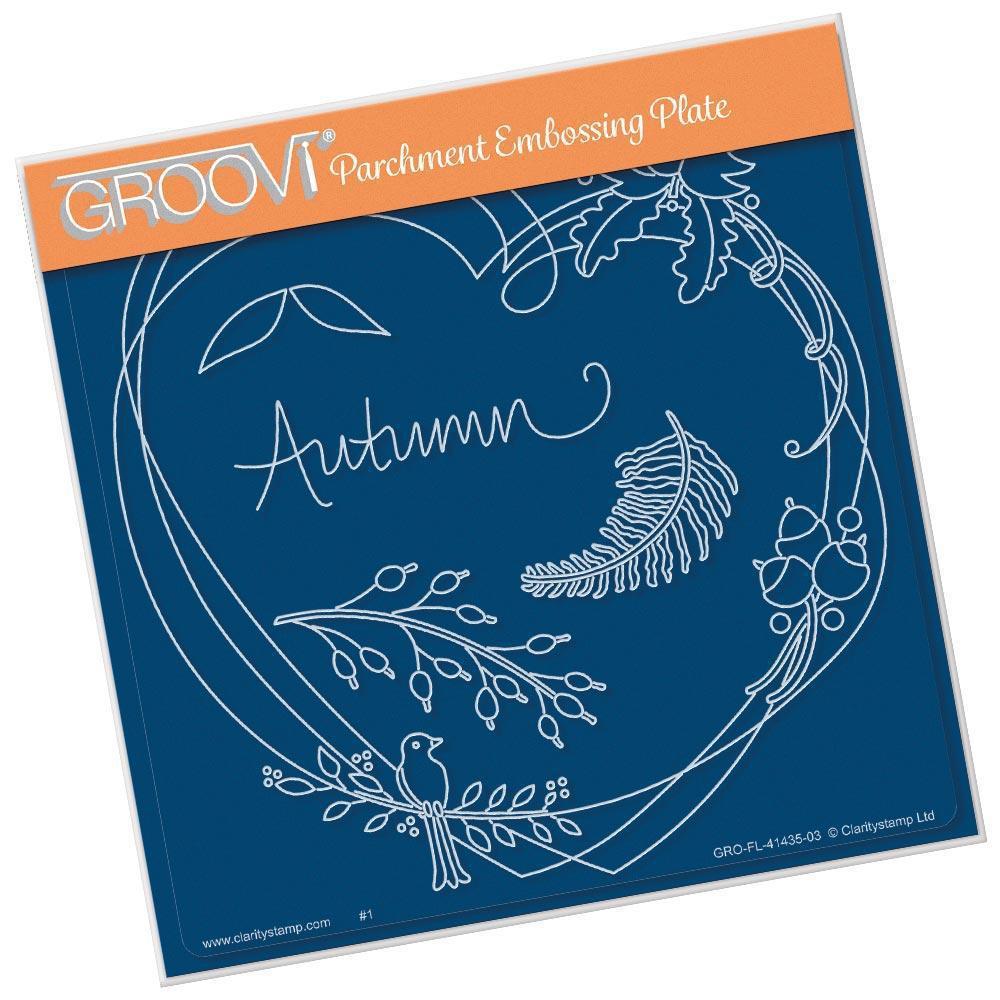 Entwined Autumn Heart Wreath A5 Square Groovi Plate