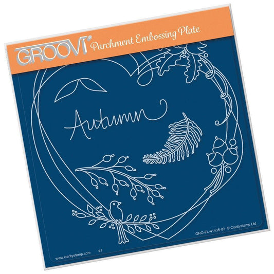 Entwined Autumn Heart Wreath A5 Square Groovi Plate