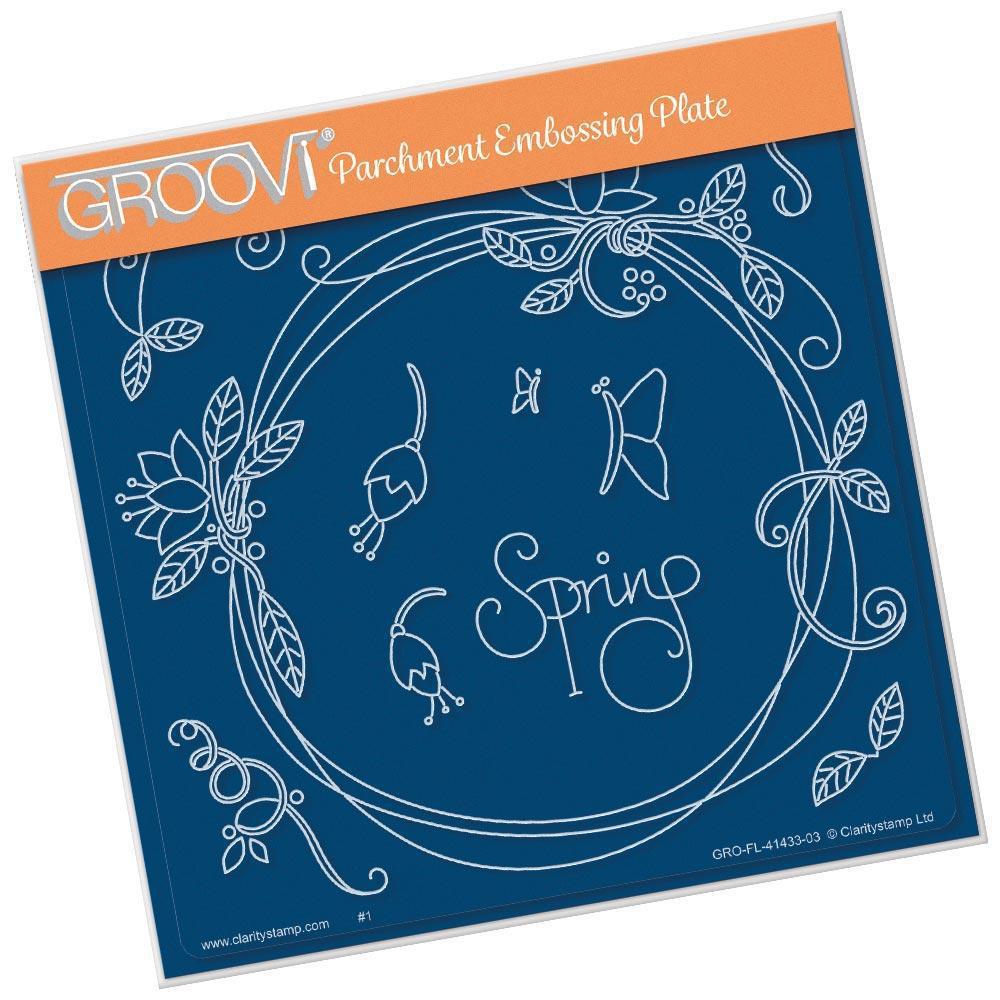 Entwined Spring Circle Wreath A5 Square Groovi Plate