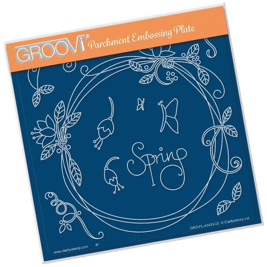 Entwined Spring Circle Wreath A5 Square Groovi Plate
