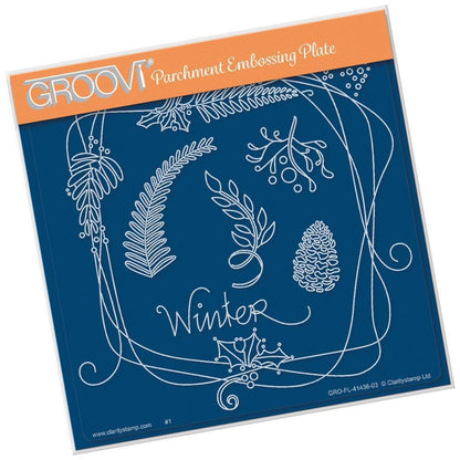 Entwined Winter Square Wreath A5 Square Groovi Plate