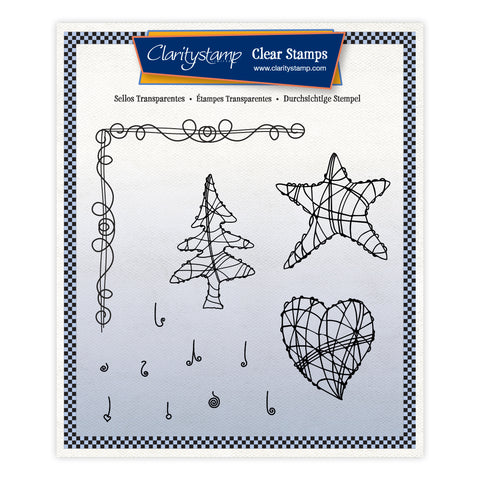Wire Christmas Shapes A5 Square Stamp & Mask Set