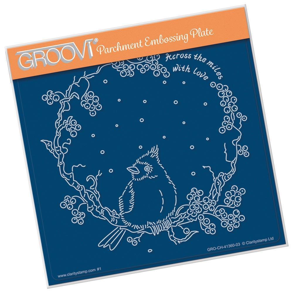 Linda's Red Cardinal Wreath A5 Square Groovi Plate