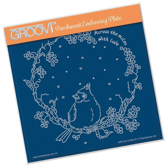 Linda's Red Cardinal Wreath A5 Square Groovi Plate