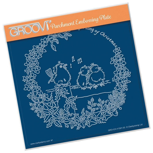 Linda's Robins Wreath A5 Square Groovi Plate