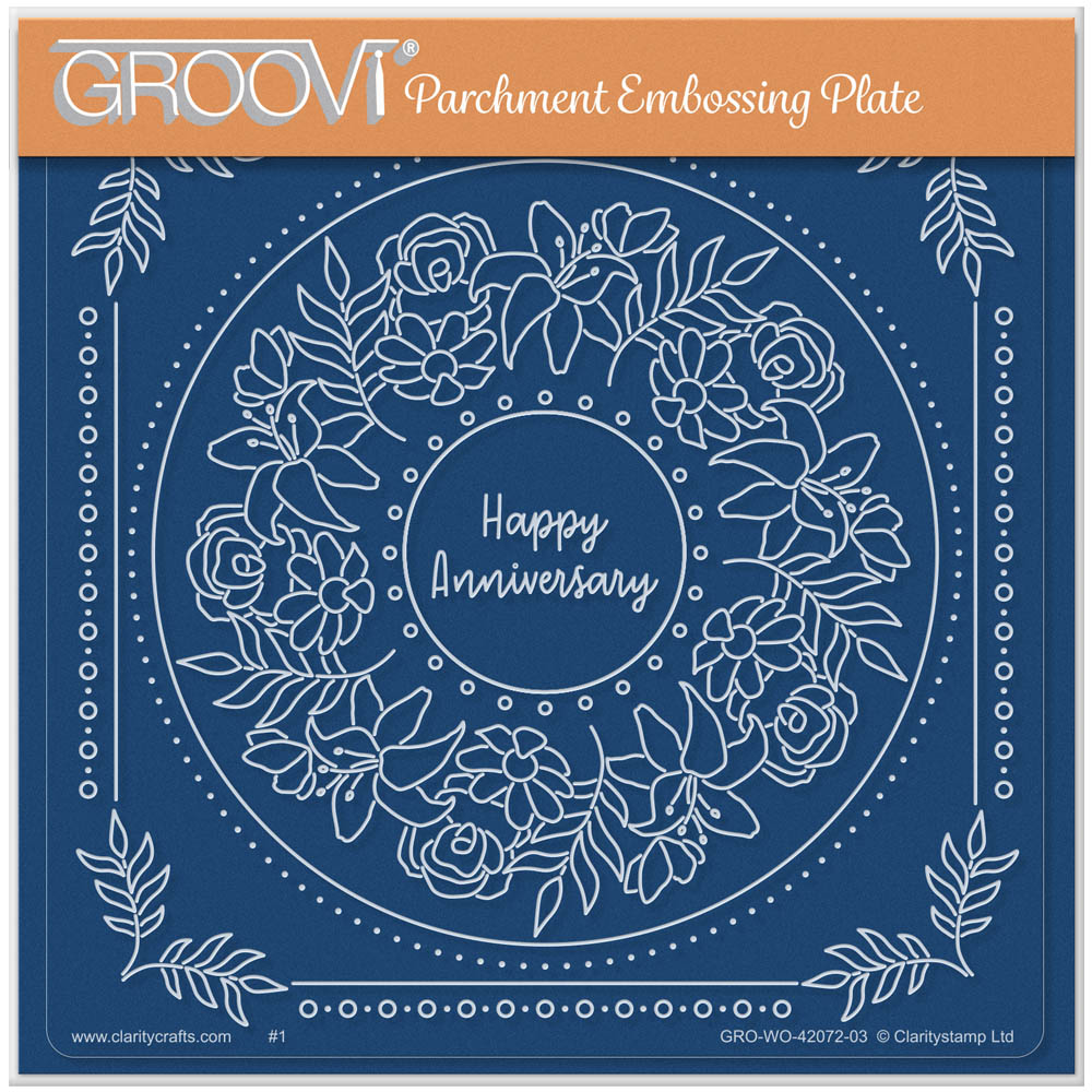Happy Anniversary Round Floral Frame A5 Square Groovi Plate