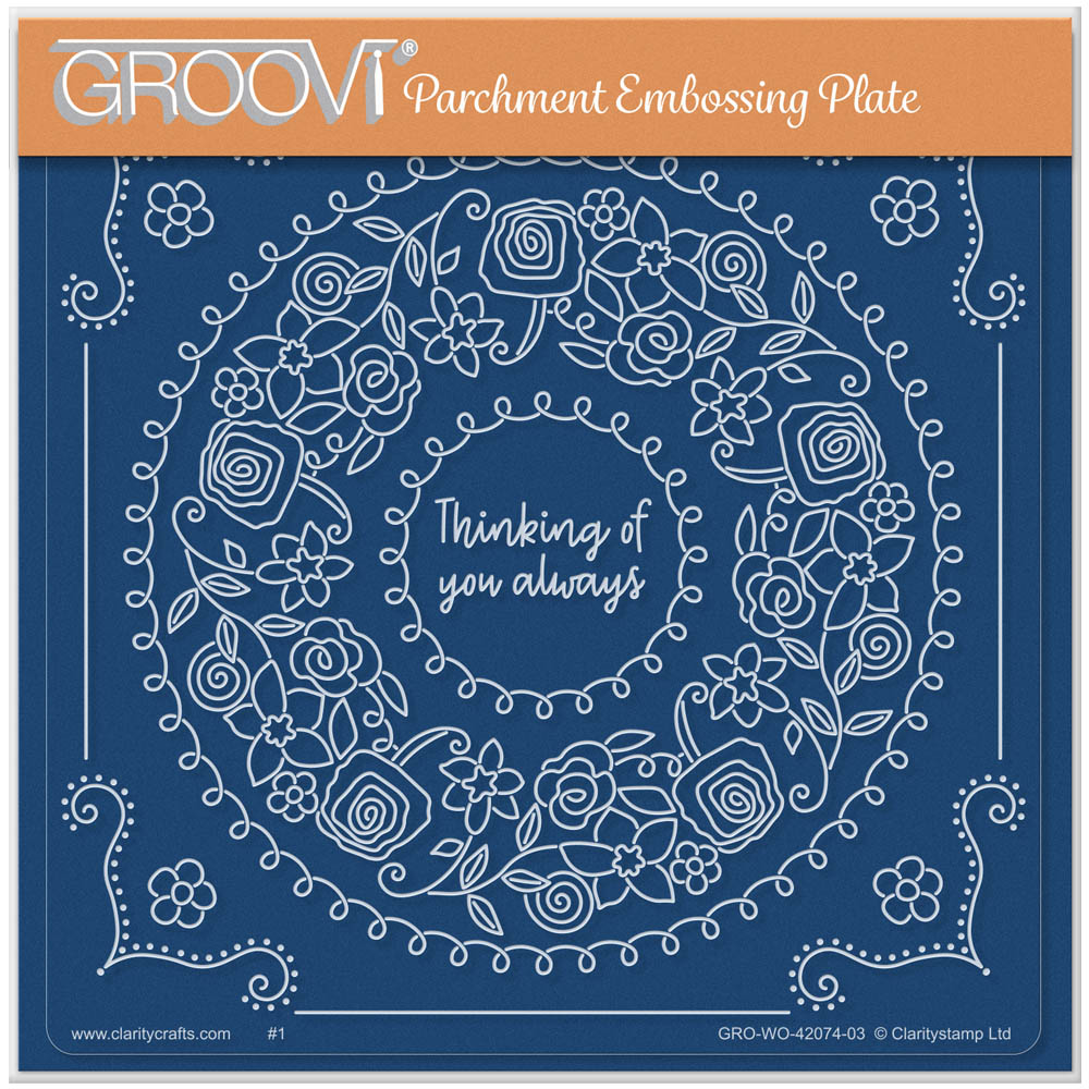 Thinking of You Always Round Floral Frame A5 Square Groovi Plate