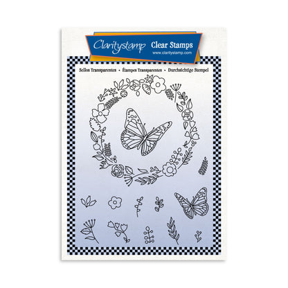 Butterfly Wreath A6 Square Stamp & Mask Set