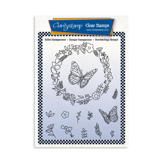 Butterfly Wreath A6 Square Stamp & Mask Set