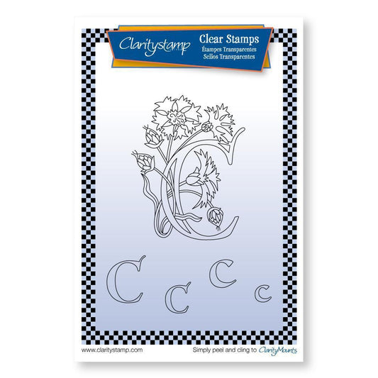 Floral Alphabet - Letter C - A6 Square Stamp Set