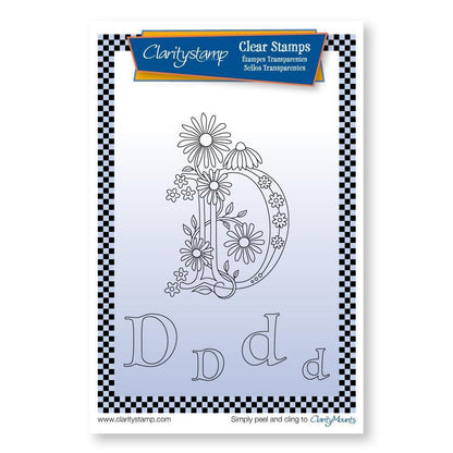 Floral Alphabet - Letter D - A6 Square Stamp Set