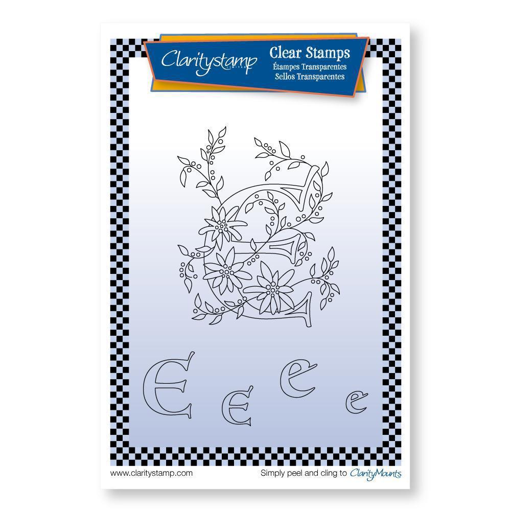 Floral Alphabet - Letter E - A6 Square Stamp Set