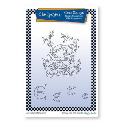 Floral Alphabet - Letter E - A6 Square Stamp Set