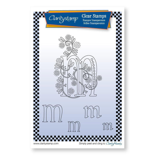 Floral Alphabet - Letter M - A6 Square Stamp Set