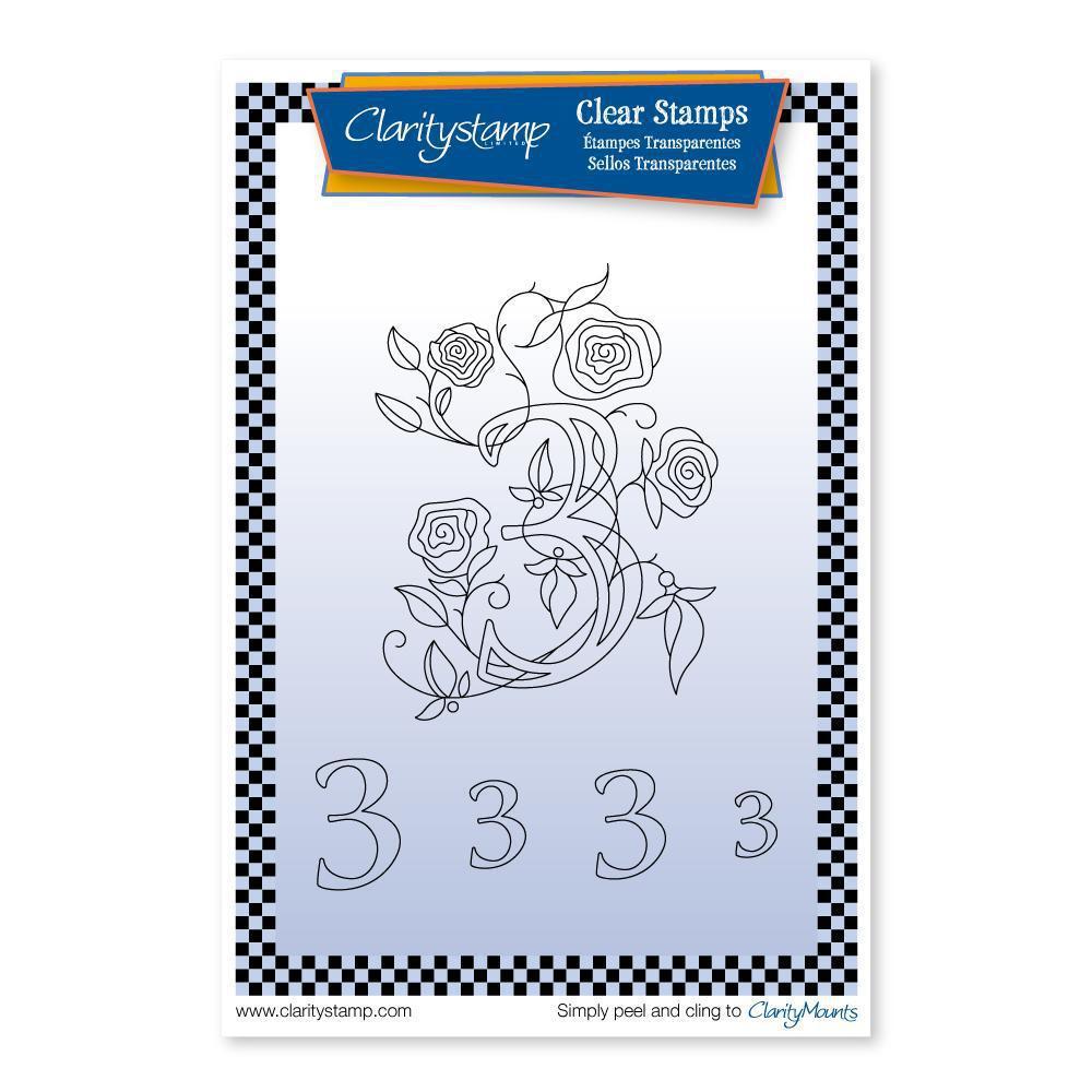 Floral Numbers - 3 - A6 Square Stamp Set