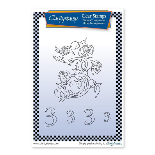Floral Numbers - 3 - A6 Square Stamp Set