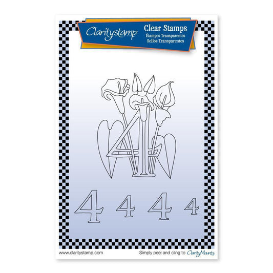 Floral Numbers - 4 - A6 Square Stamp Set